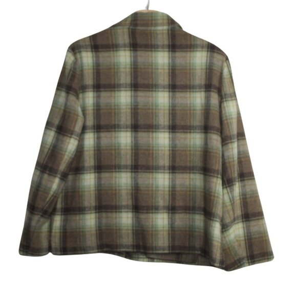 Vintage 90s Evan Picone womens jacket size 16 green plaid wool blend 70s style - Picture 6 of 10